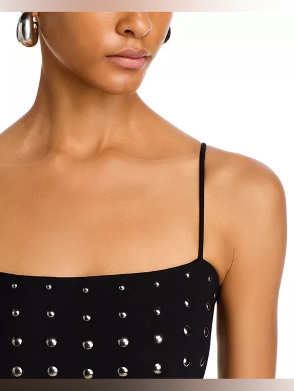 Layered With Love, Black Studded Midi Dress Bodycon Tank Edgy Chic Glam Size M - Picture 10 of 14